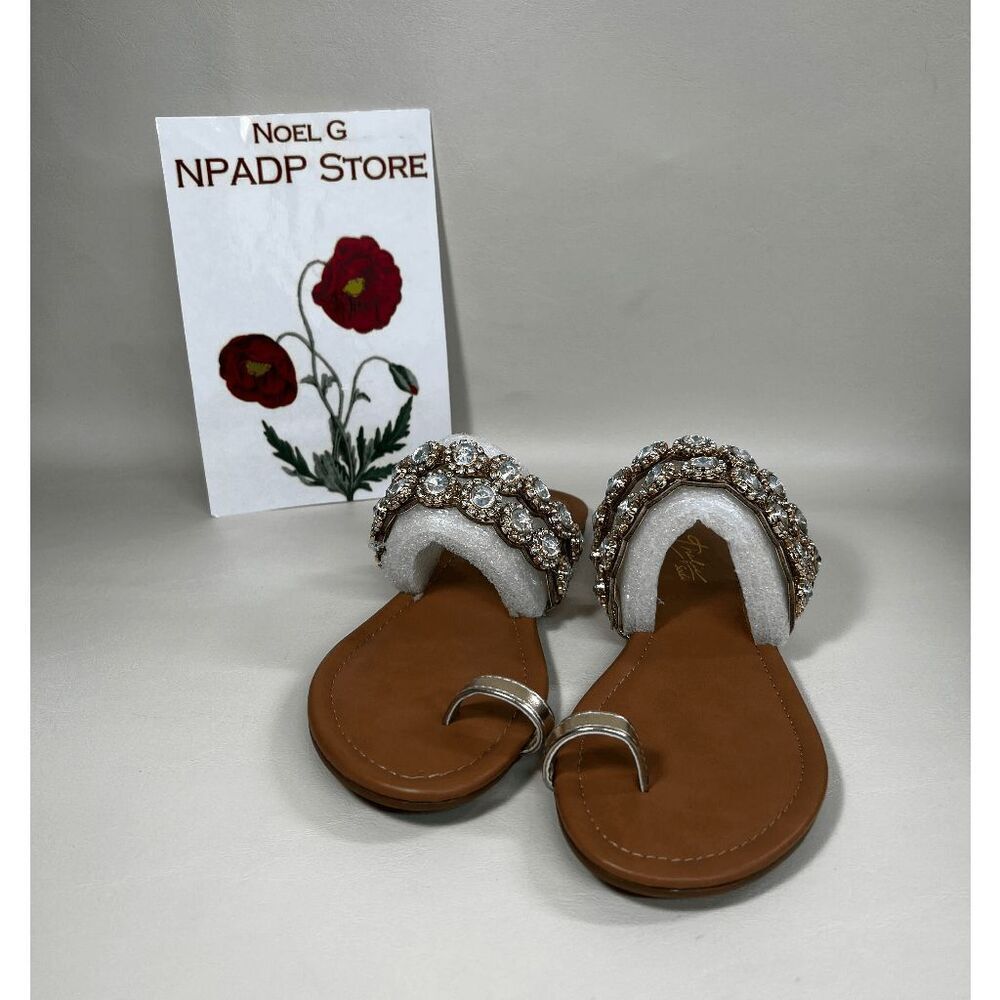 Thalia Sodi Women's Joya Flat Sandals - Light Gold Metallic 8.5M